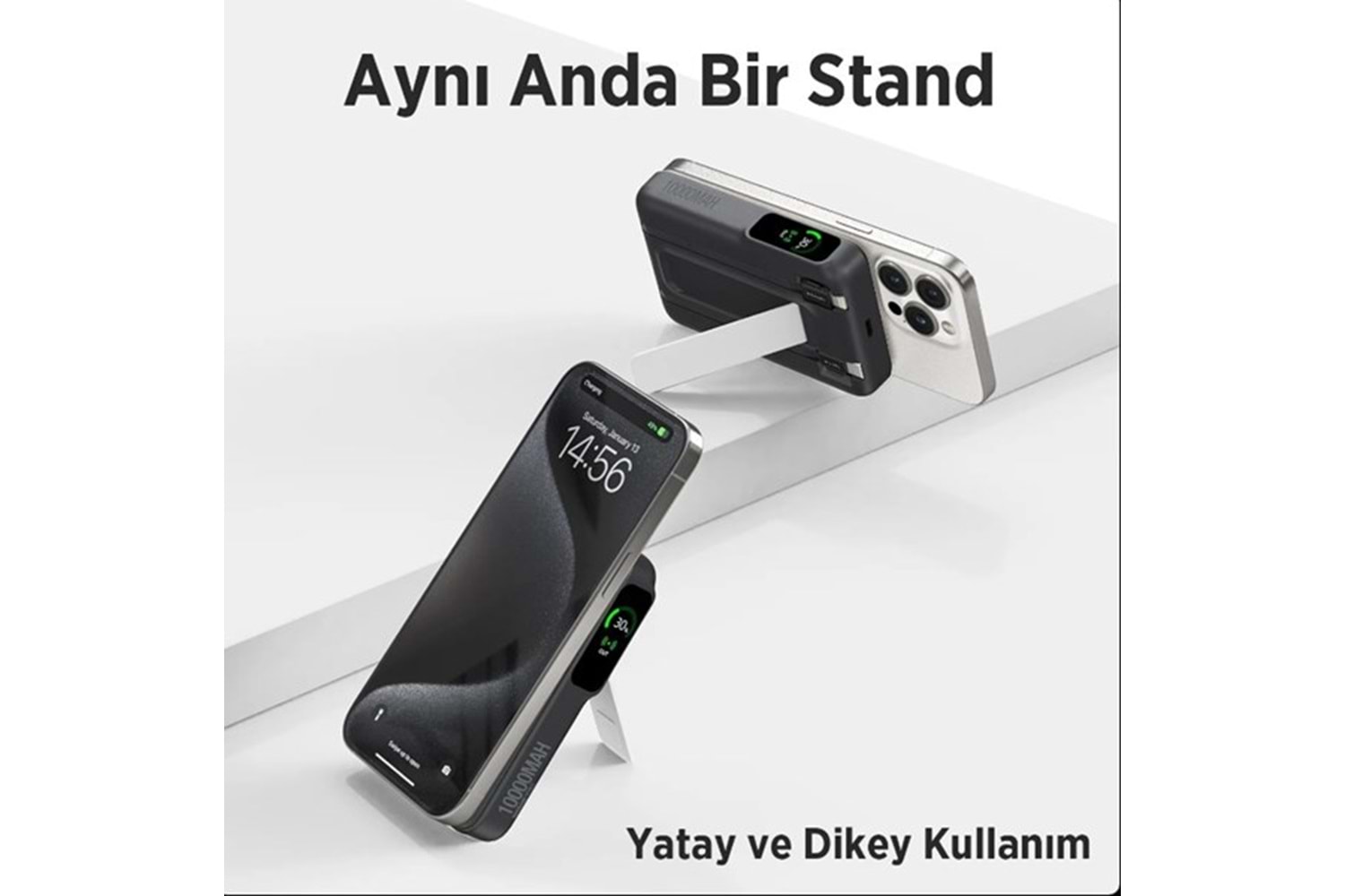 BİX 10000mAh TPB16-BK 6'SI 1 ARADA OLED EKRANLI Siyah KABLOSUZ POWERBANK