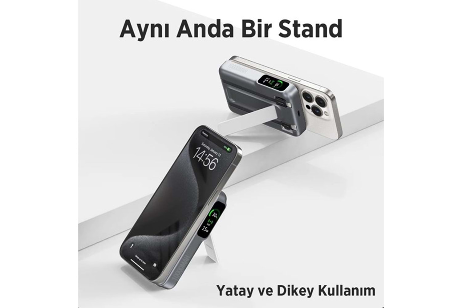 BİX 10000mAh TPB16-GR 6'SI 1 ARADA OLED EKRANLI Gri KABLOSUZ POWERBANK