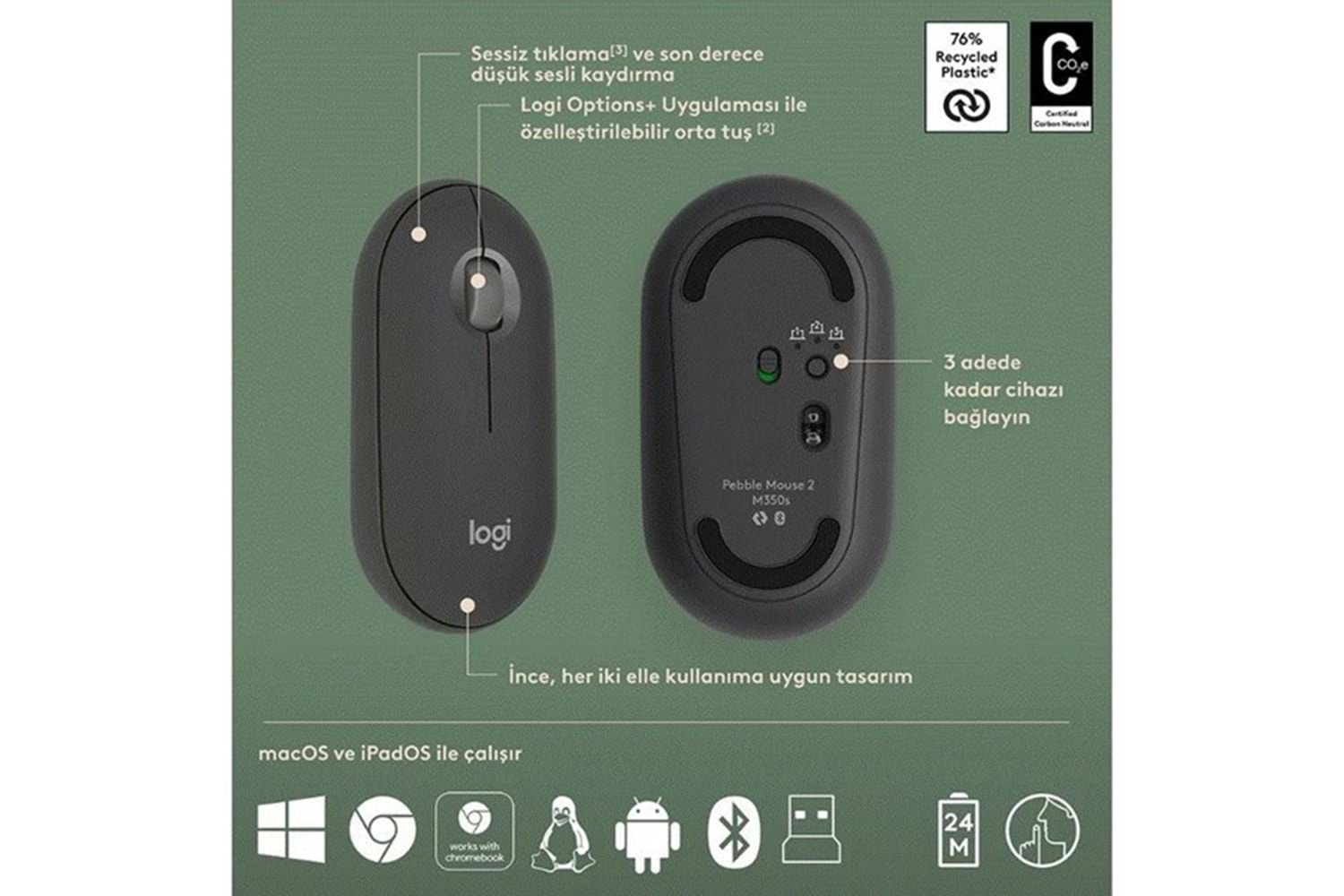 LOGITECH Q TR PEBBLE KLAVYE VE MOUSE SET 920-012245