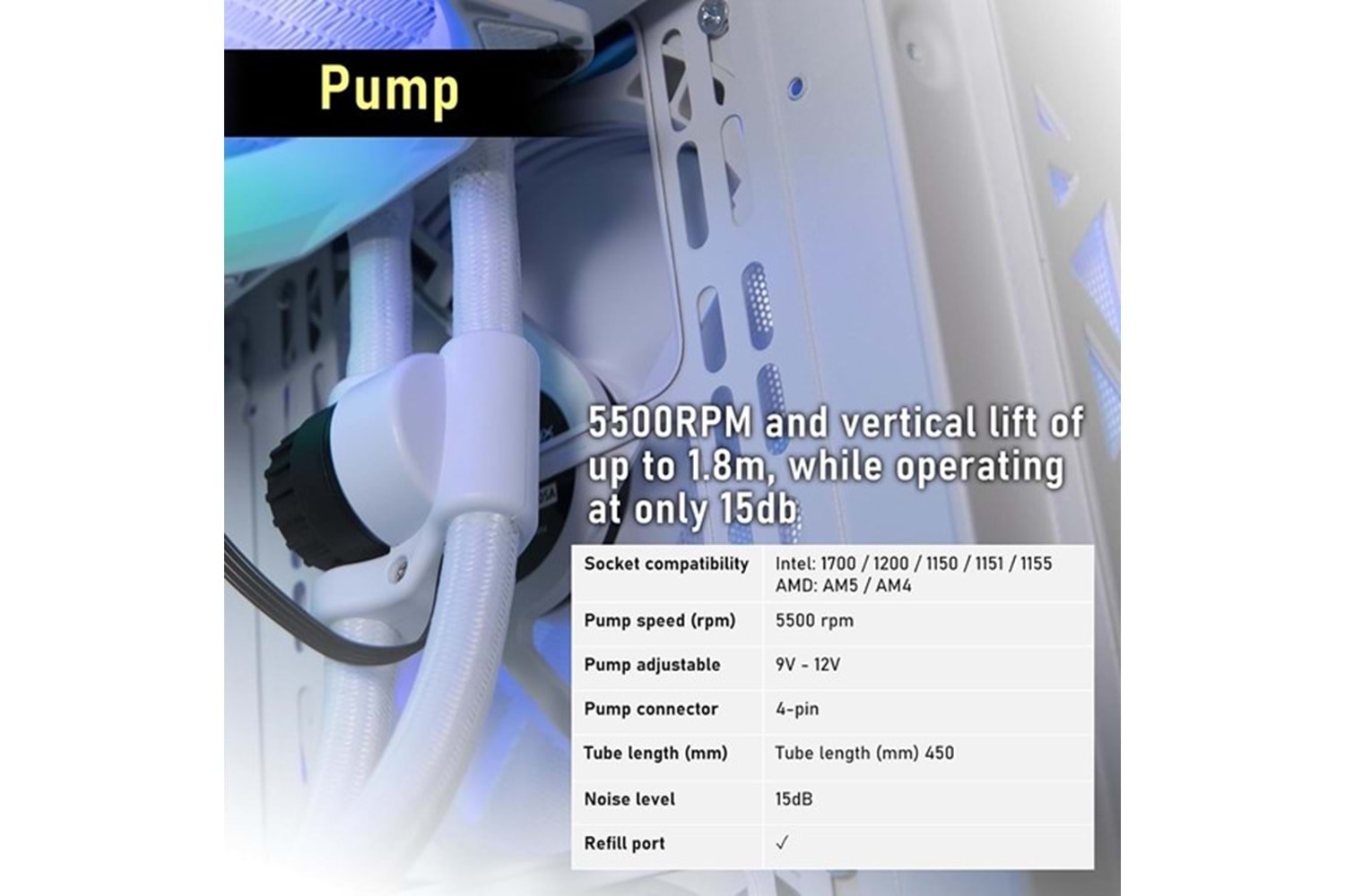 BITFENIX 360mm CUBE 360 AIO-360-WW27A-RP ARGB Sıvı Soğutmalı AM5-1851p İşlemci Fanı Beyaz