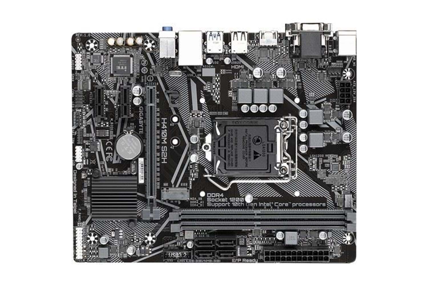 GIGABYTE H410M-S2H v2 DDR4 HDMI DVI PCIe 16X v3.0 1200p mATX