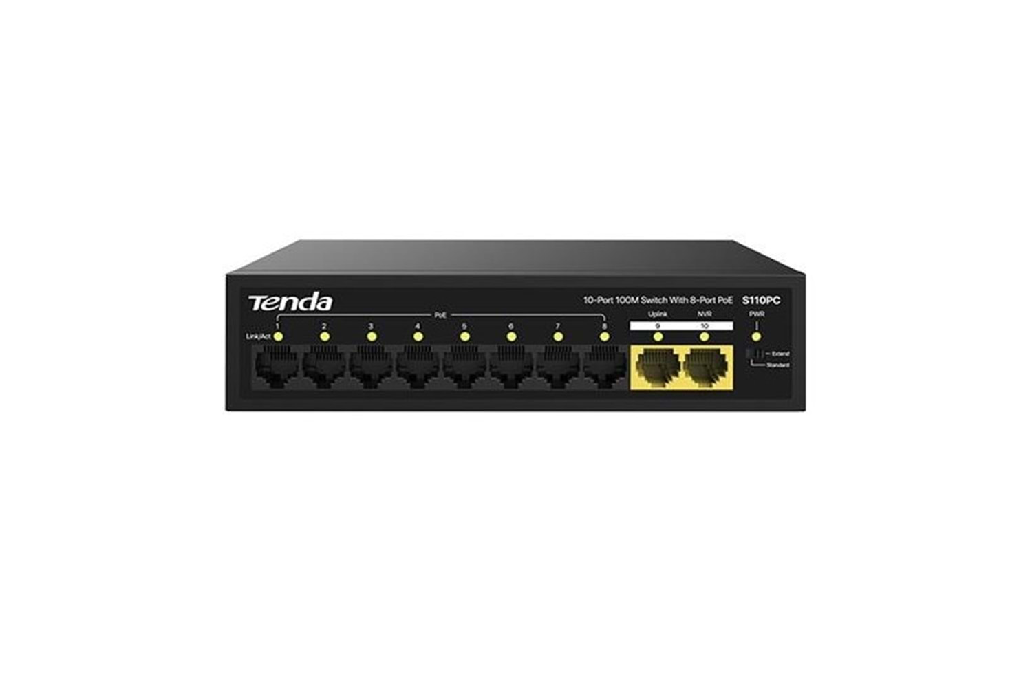 TENDA 10port 80w 8port PoE S110PC 10/100 2-Uplink Yönetilemez Switch