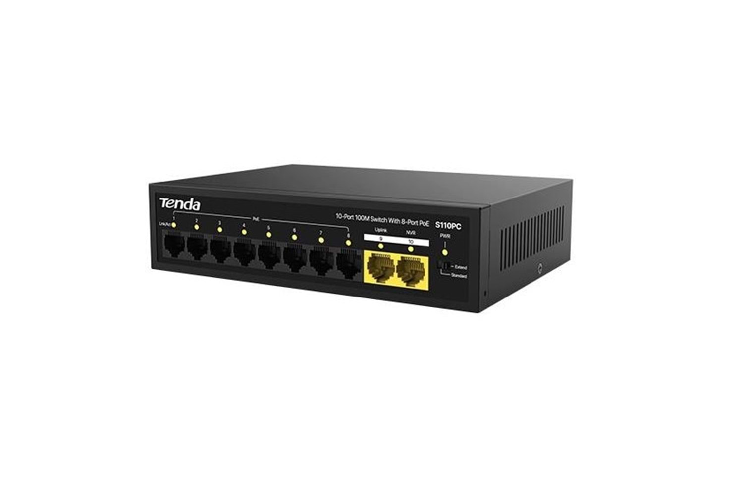 TENDA 10port 80w 8port PoE S110PC 10/100 2-Uplink Yönetilemez Switch