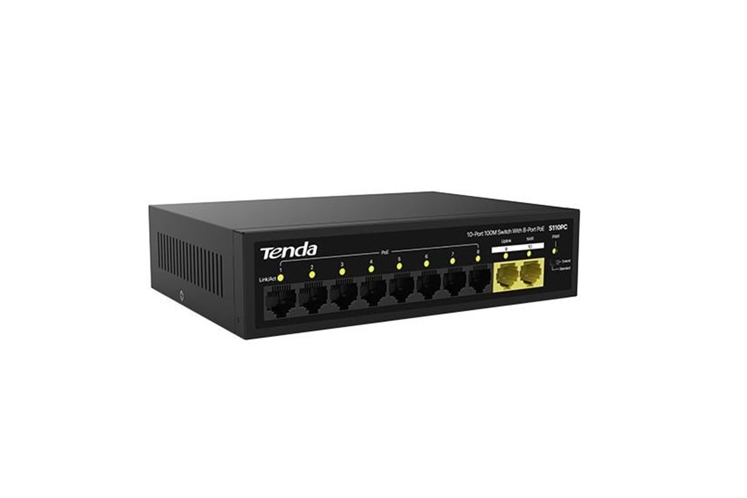 TENDA 10port 80w 8port PoE S110PC 10/100 2-Uplink Yönetilemez Switch