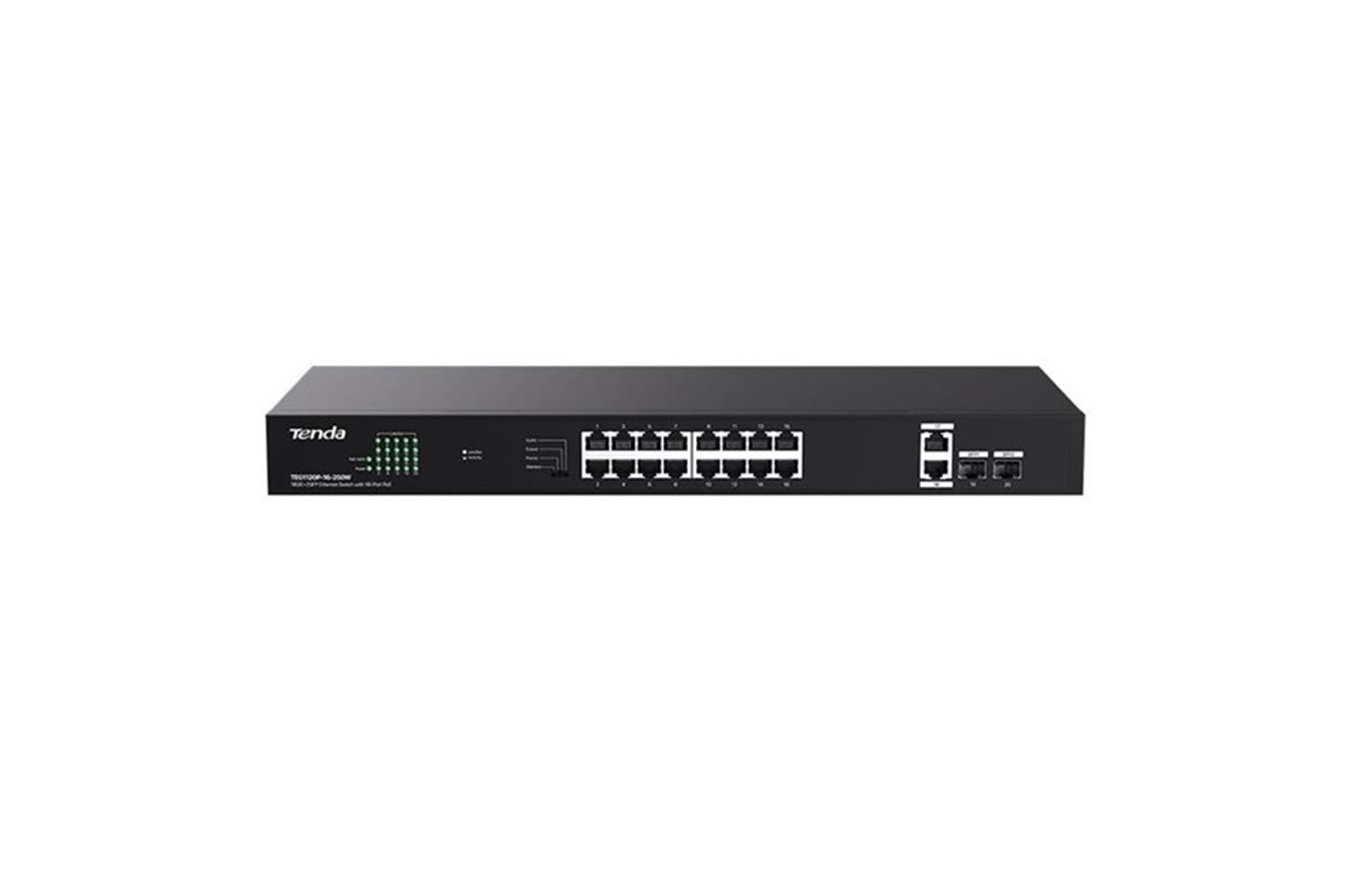 TENDA 16port 250w FULL PoE TEG1120P-16-250W GIGABIT 2X UPLINK-2X SFP Yönetilemez Switch