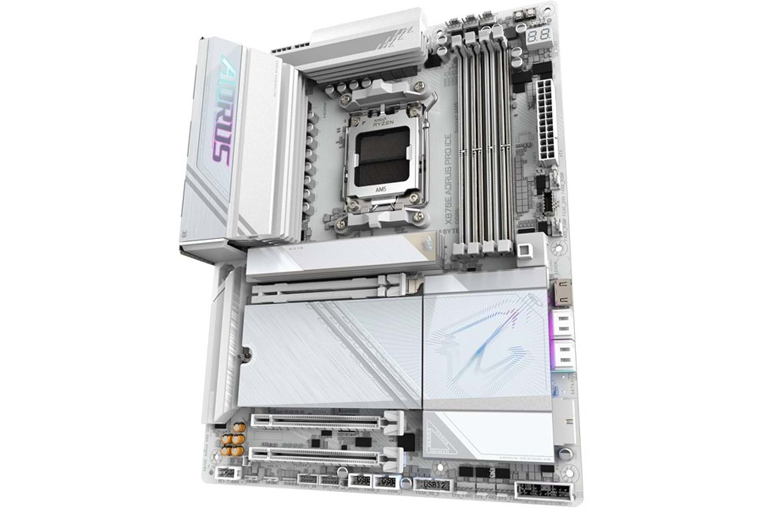 GIGABYTE X870E X870E AORUS PRO ICE WIFI7 DDR5 HDMI-DP TYPEC PCIE 5.0 AM5 ATX BEYAZ