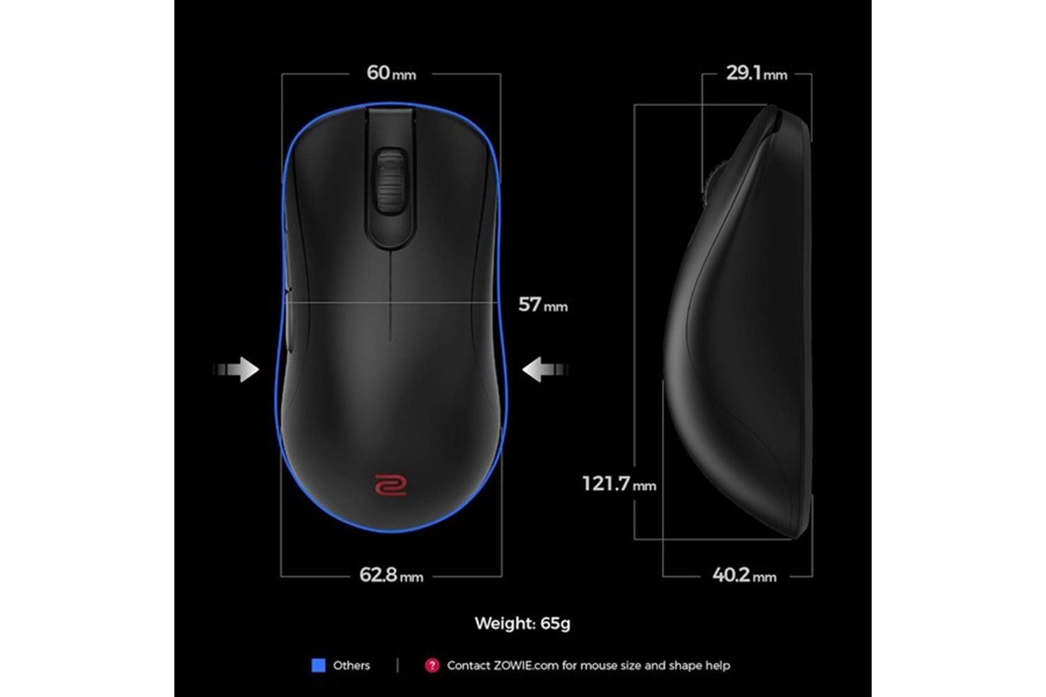 ZOWIE ZA13-DW 4K 4000Hz Küçük Boy Simetrik Kablosuz E-Spor Oyuncu Mouse