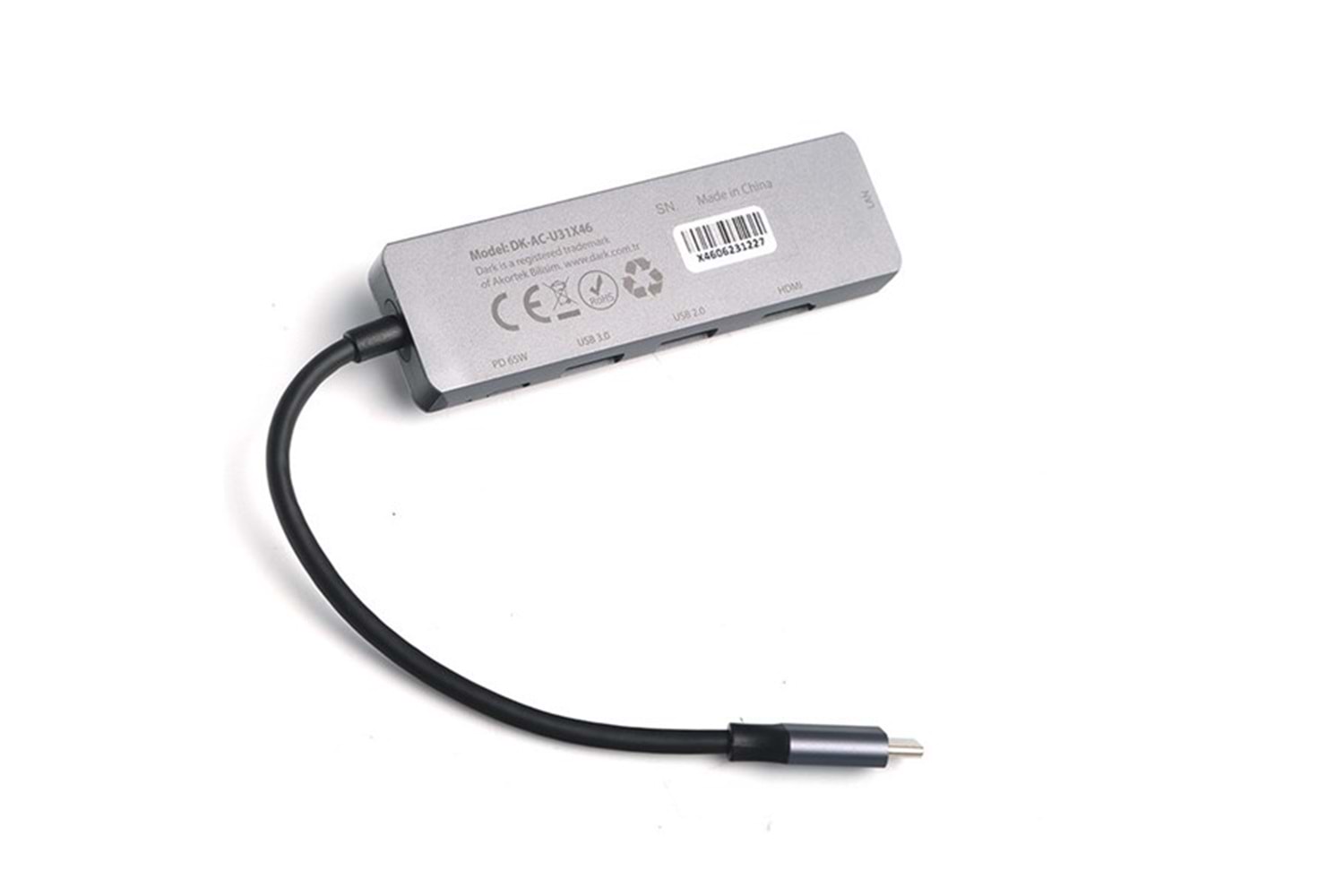 DARK DK-AC-U31X46 Type-C to Ethernet / HDMI / USB 3.0 - USB 2.0 / USB-C PD 65W Macbook Pro/Air & Notebook/Ultrabook için Port Çoklayıcı HUB