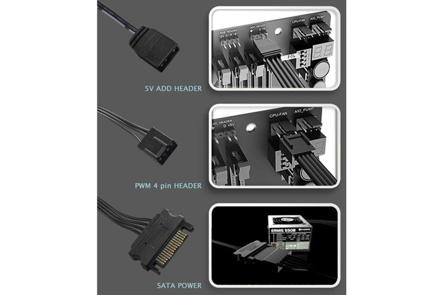 RAIJINTEK RJK 5V ARGB-PWM Fan Kontrolcü 8 Port PWM + 8 Port ARGB Bağlantı Noktası (0R40B00225)