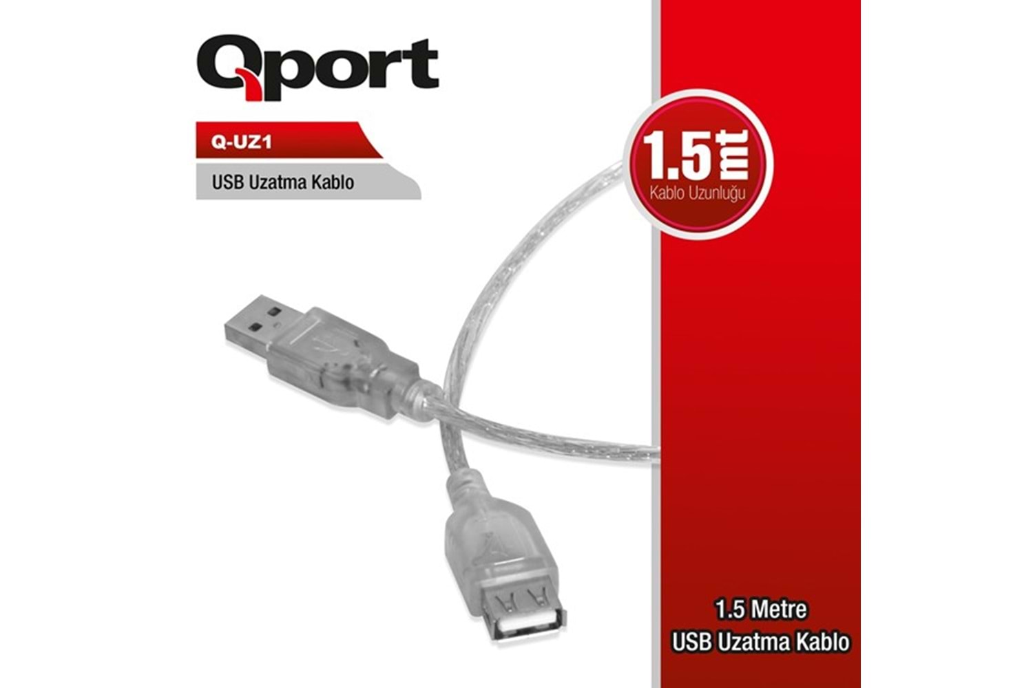 QPORT 1.5metre Q-UZ1 USB 2.0 Uzatma Kablosu