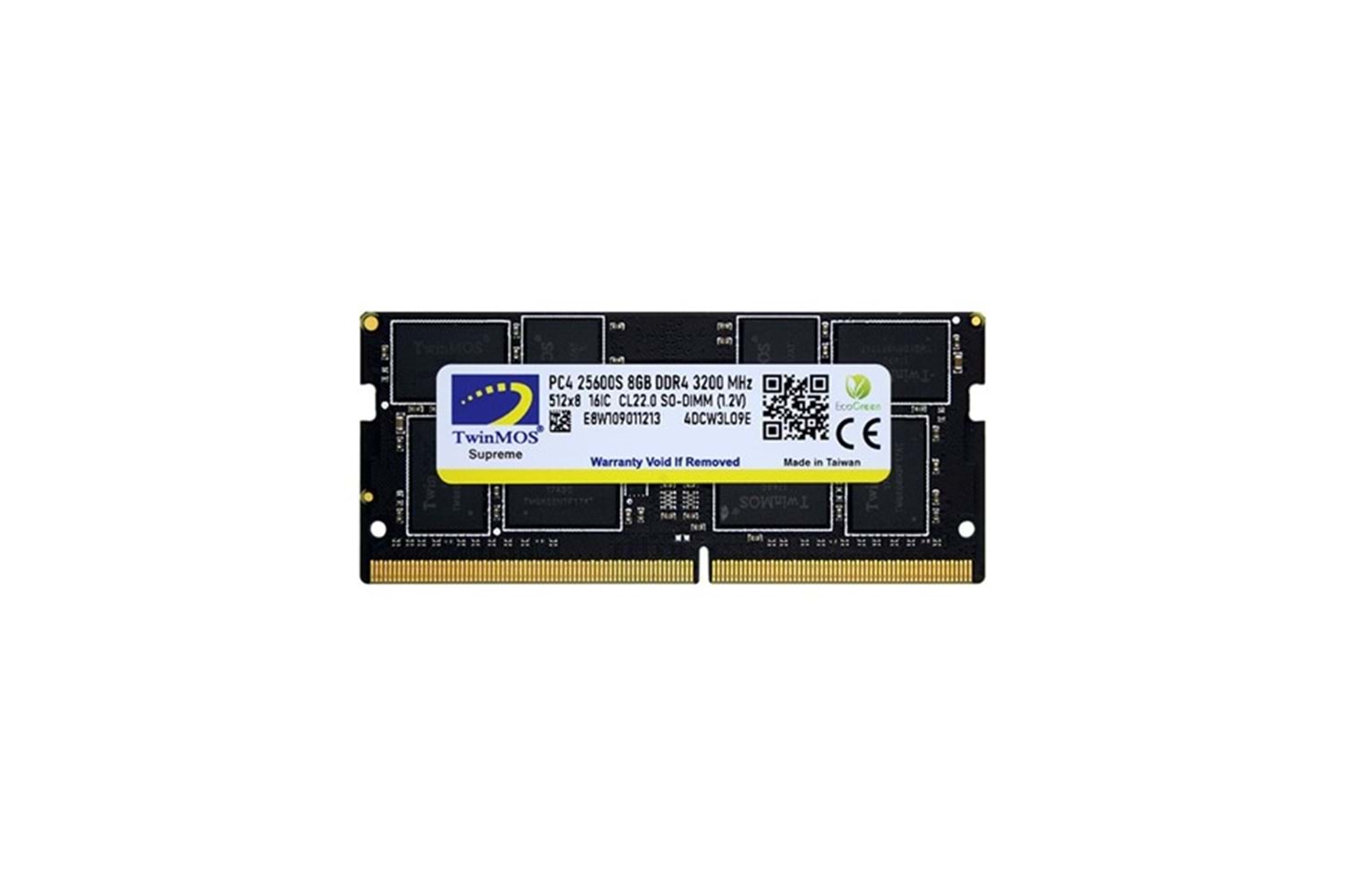 TWINMOS 8GB DDR4 3200Mhz NOTEBOOK RAM VALUE MDD48GB3200N
