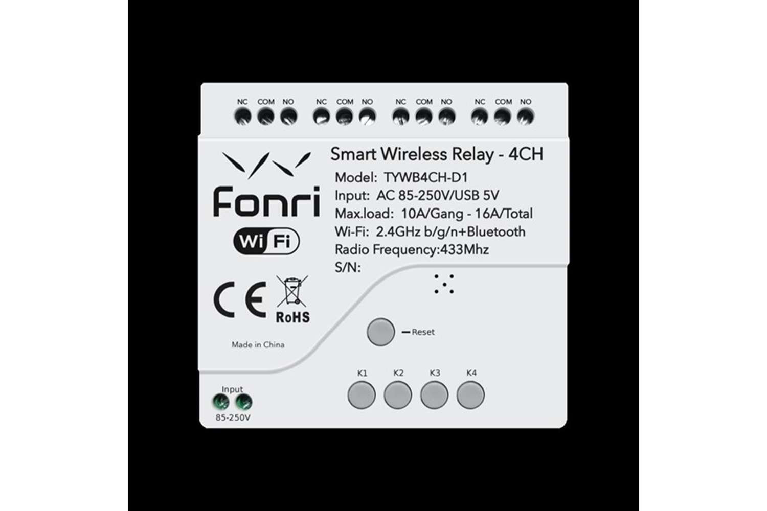 Fonri Wf3-Tm4-0201-01 Wıfı Kablosuz Akıllı Kablosuz Röle - 4 Kanal
