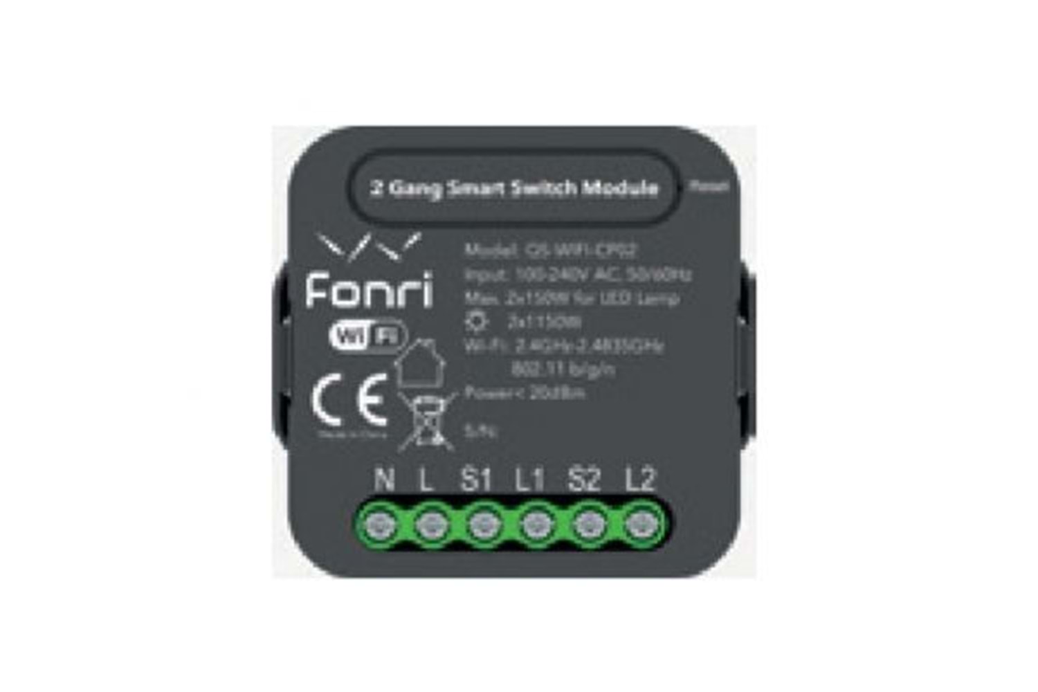 Fonri Wf3-El3-0202-01 Wıfı Kablosuz Cpo2 Akıllı Sıvaltı İkili Anahtar 