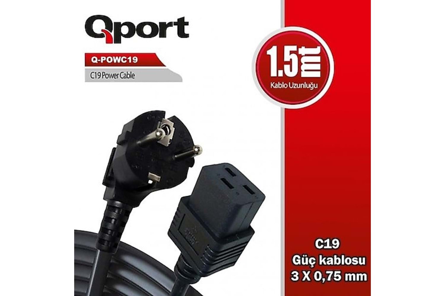 Qport Q-Powc19 1.5Mt C19 Power Kablo