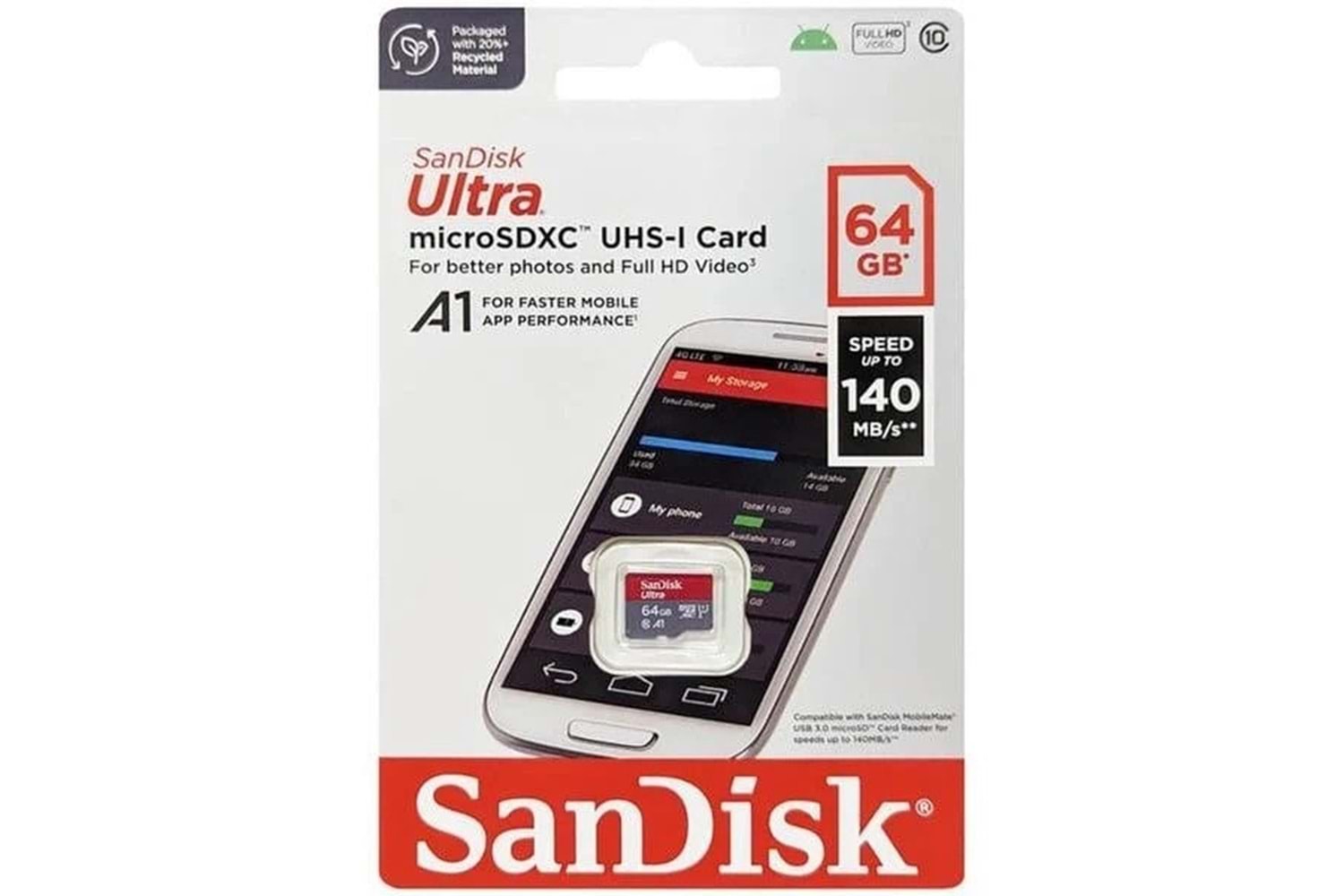 SANDISK 64GB ULTRA SDSQUAB-064G-GN6MN MICRO-SD HAFIZA KARTI