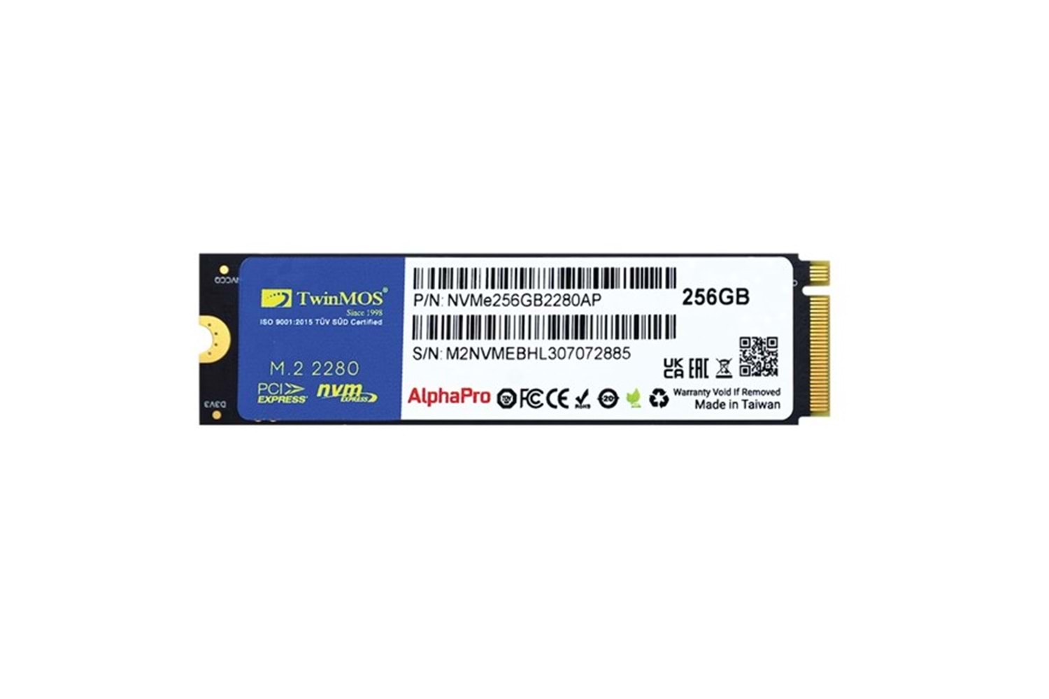 TWINMOS 256GB NVMe256GB2280AP 3600- 3250MB/s M2 NVMe Gen3 Disk