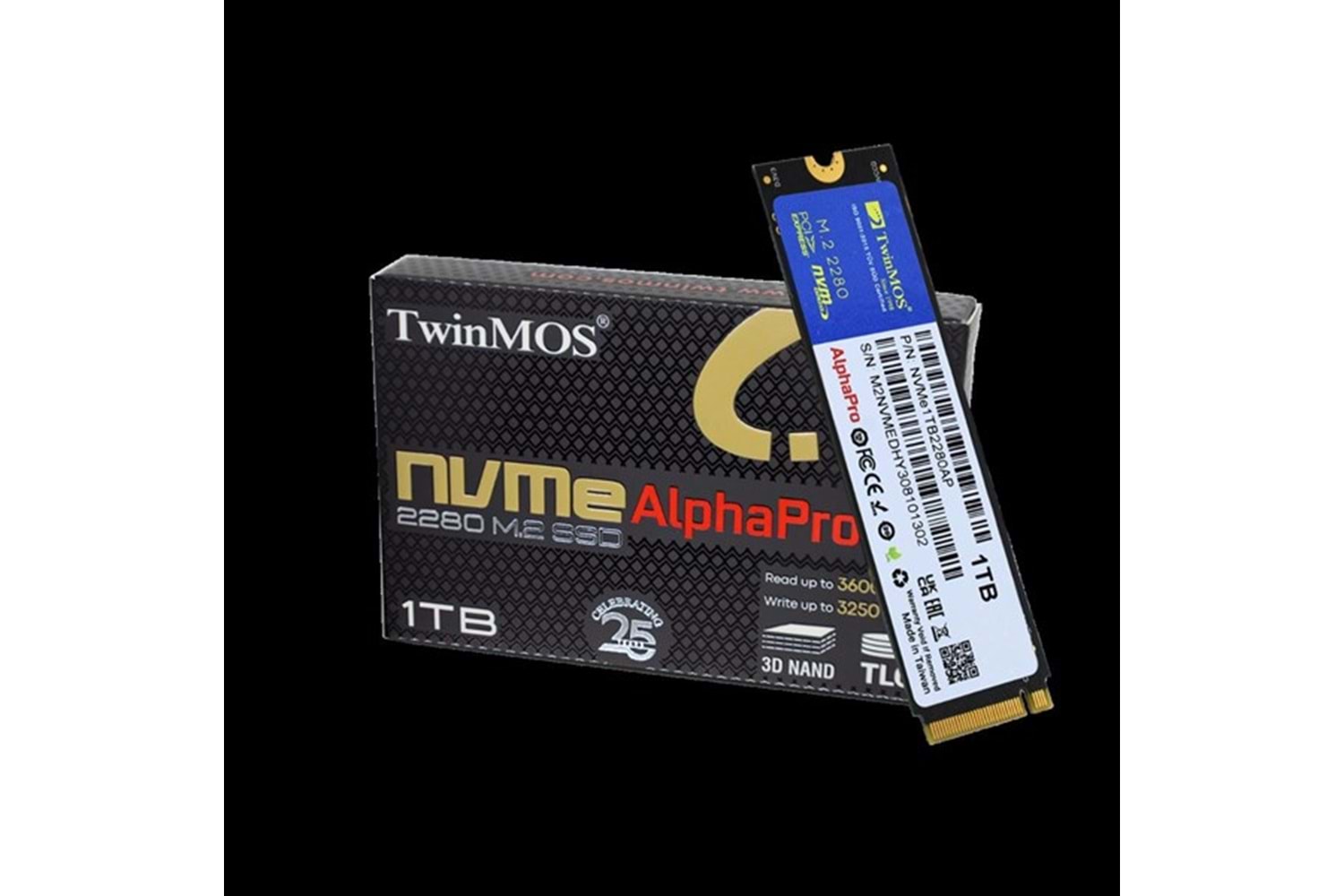 TWINMOS 1TB NVMe1TB2280AP 3600- 3250MB/s M2 PCIe NVMe Gen3 Disk