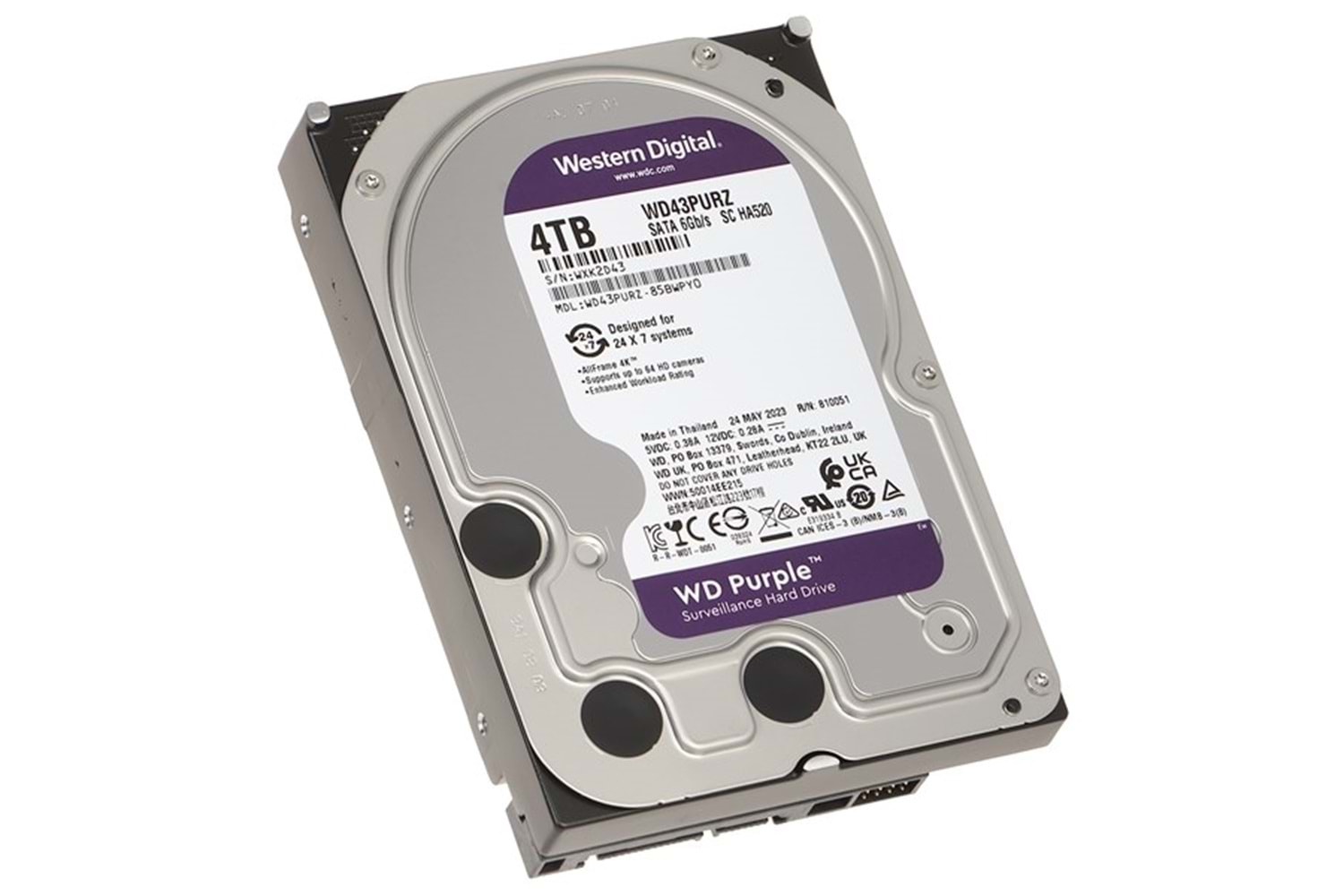 WD 4TB PURPLE WD43PURZ 256MB 5400RPM SATA-3 GÜVENLİK DİSKİ