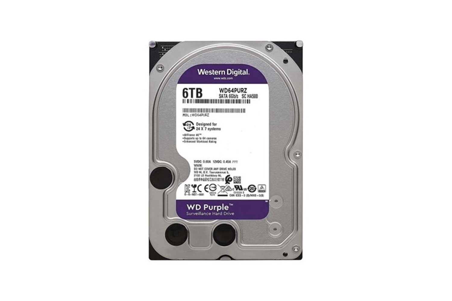 WD 6TB PURPLE WD64PURZ 256MB 5700RPM SATA-3 GÜVENLİK DİSKİ