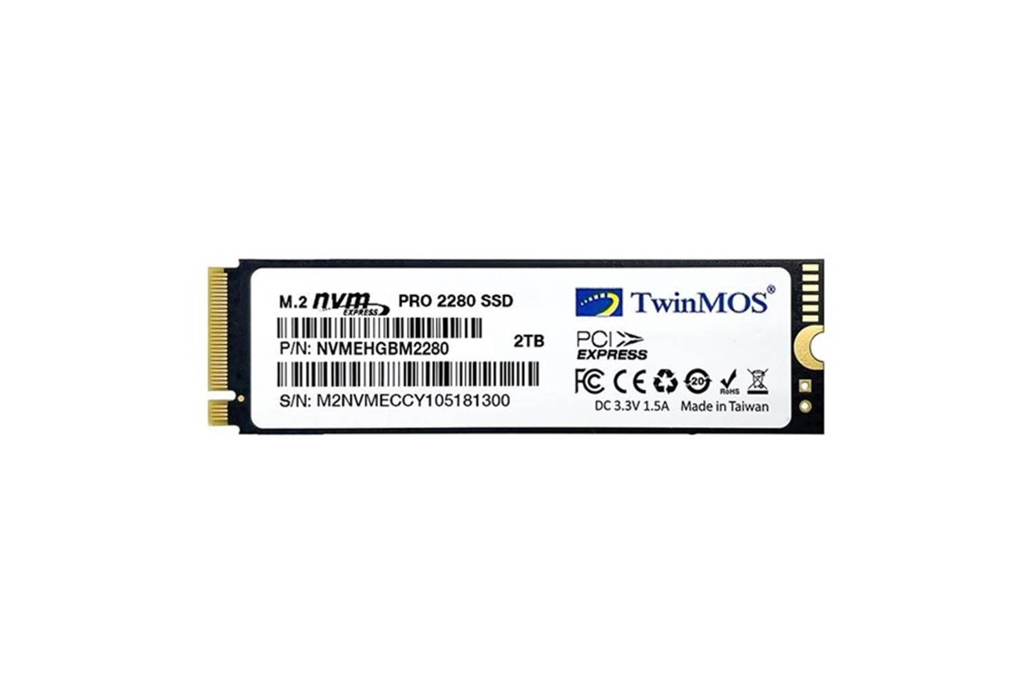 TWINMOS 2TB NVMe2TB2280AP 3500- 3080MB/s M2 PCIe NVMe Gen3 Disk