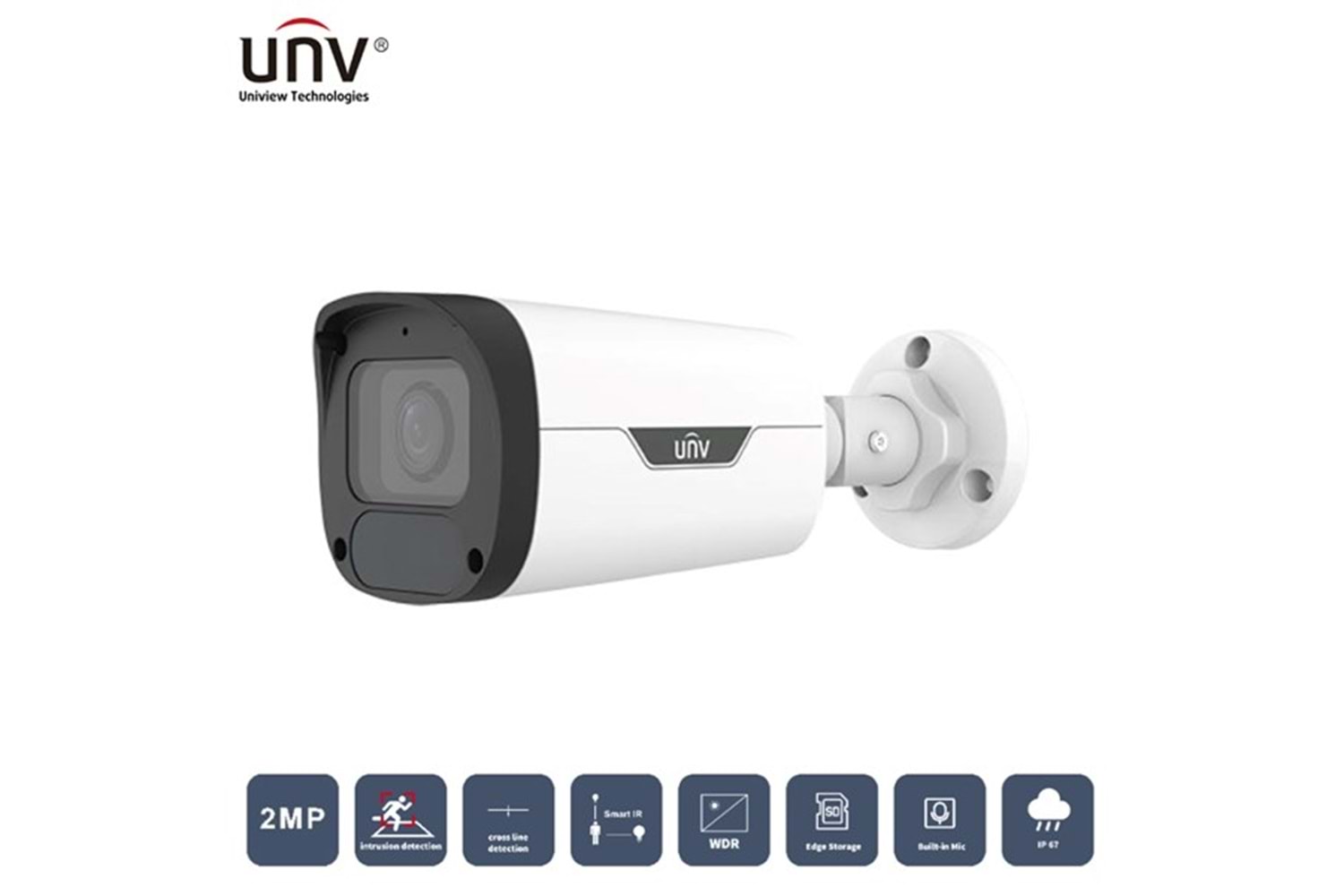 UNV 2MP IPC2322LB-ADEZK-H Motorıze 50Mt Colorhunter Ip67/Ik10 H265+ Ir Bullet Ip Kamera (Dahili Sesli)