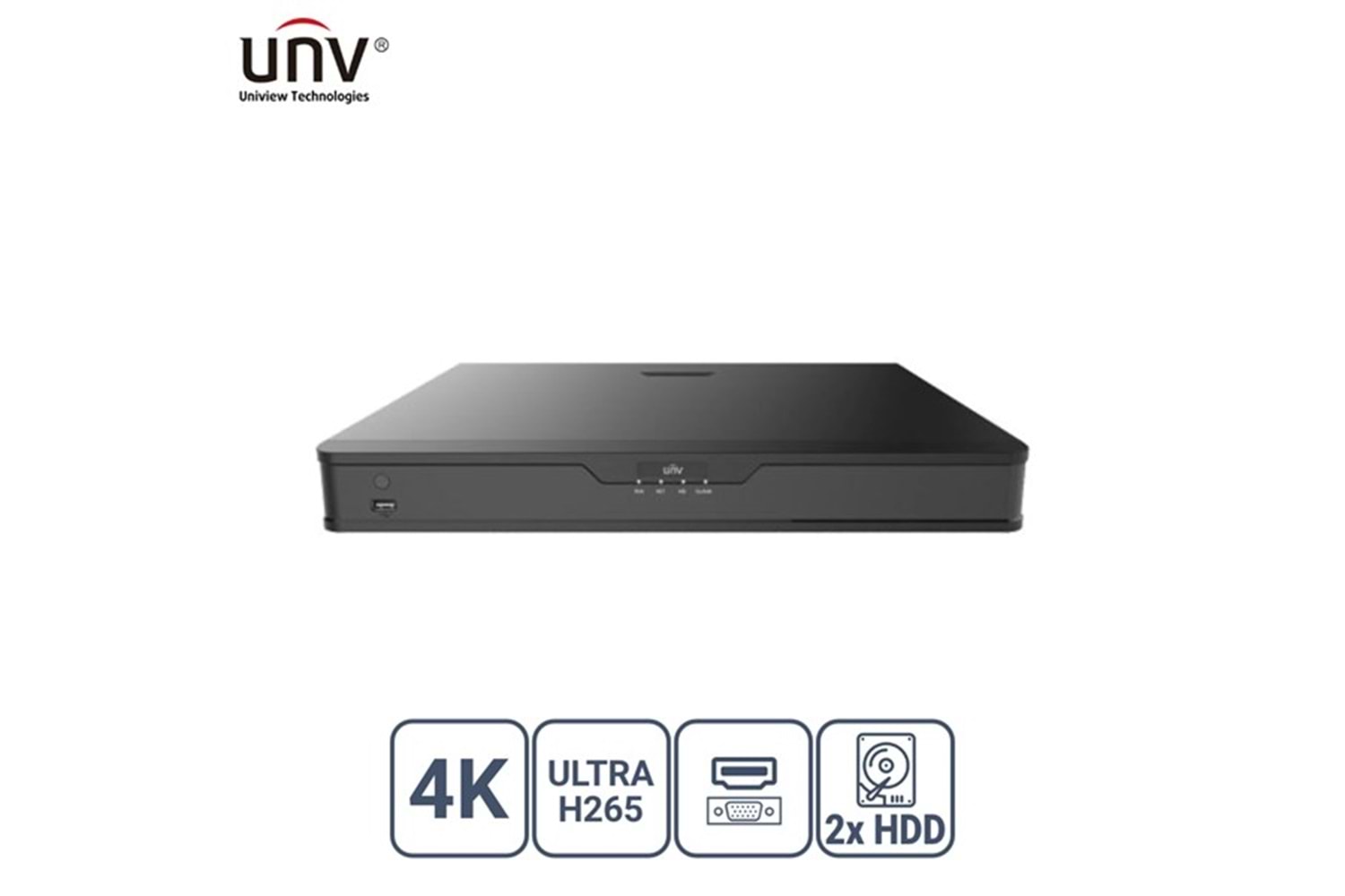 UNV 16kanal NVR302-16S2 2-diskli H265+ Nvr Kayıt Cihazı
