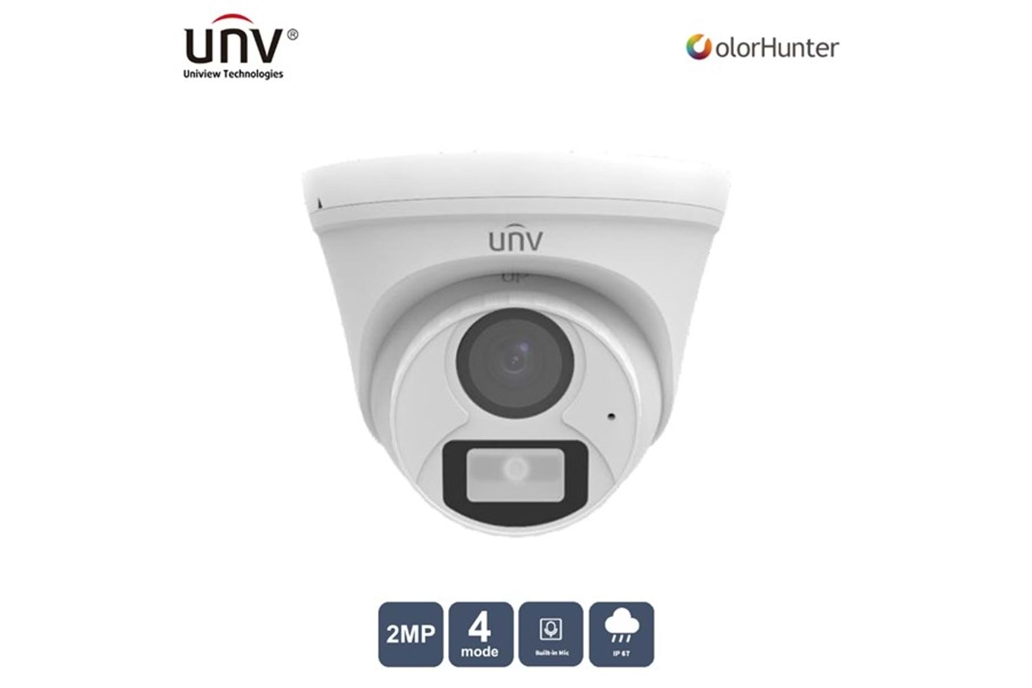 UNV 2MP UAC-T112-AF28-W 2.8MM Colorhunter 20Mt Ip67 Ahd Dahili Ses Dome Kamera