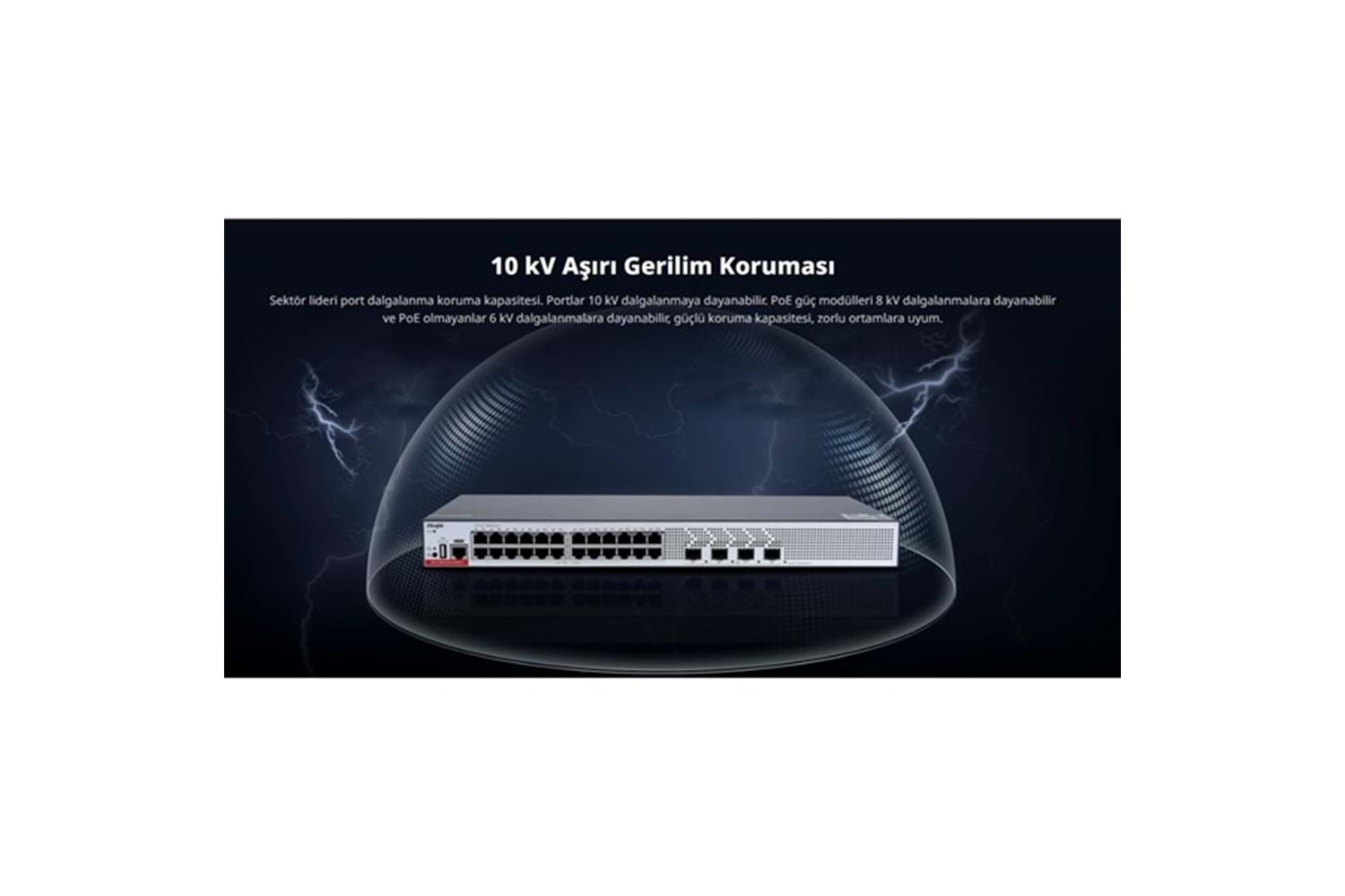 RUIJIE 24port RG-CS83-24GT4XS-P GIGABIT 4-SFP+ 10GBE 370W LAYER3 YÖNETİLEBİLİR POE SWITCH