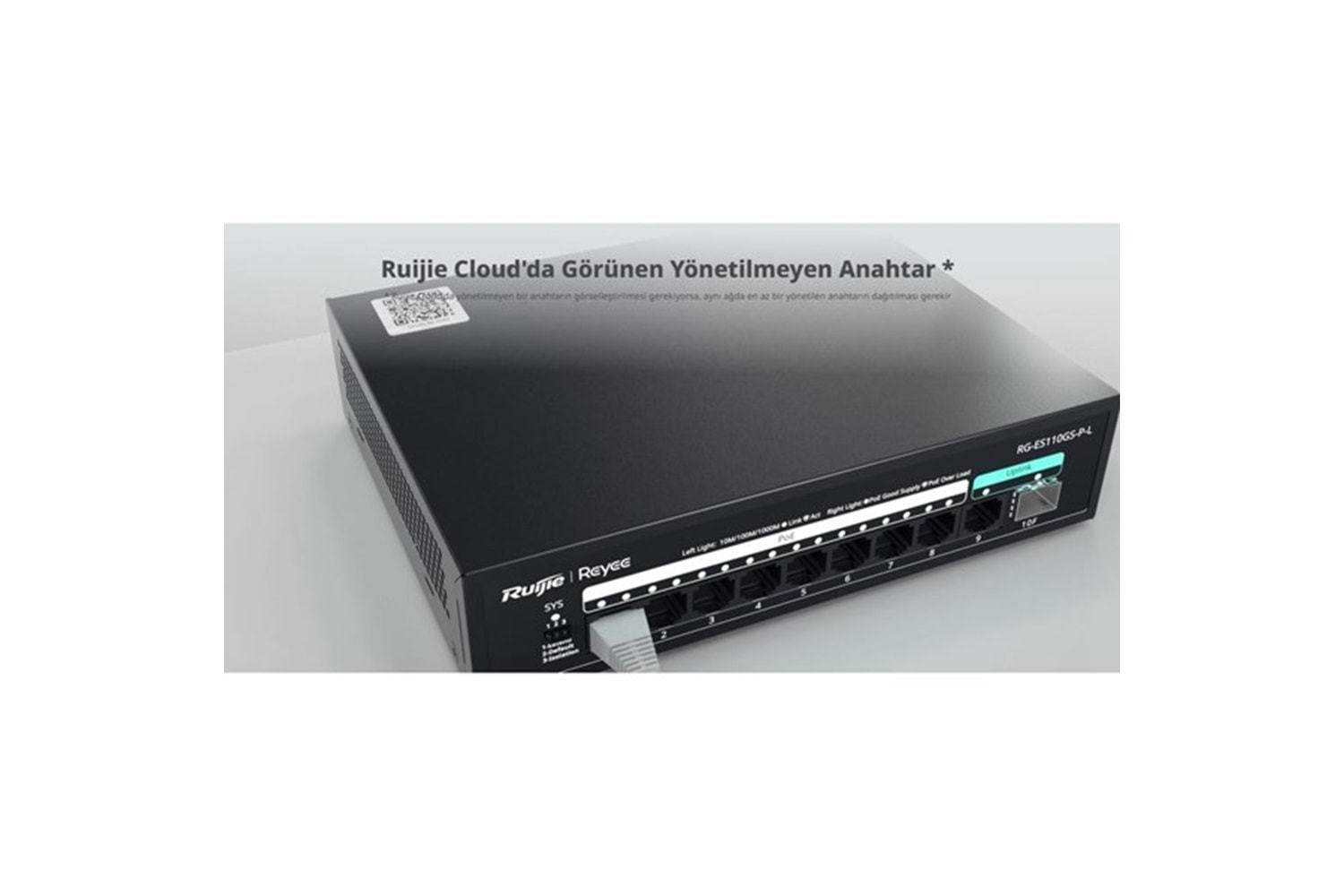 RUIJIE REYEE 8port RG-ES110GS-P-L GIGABIT 1-UPLINK 1-SFP 120W YÖNTİLEMEZ POE SWITCH