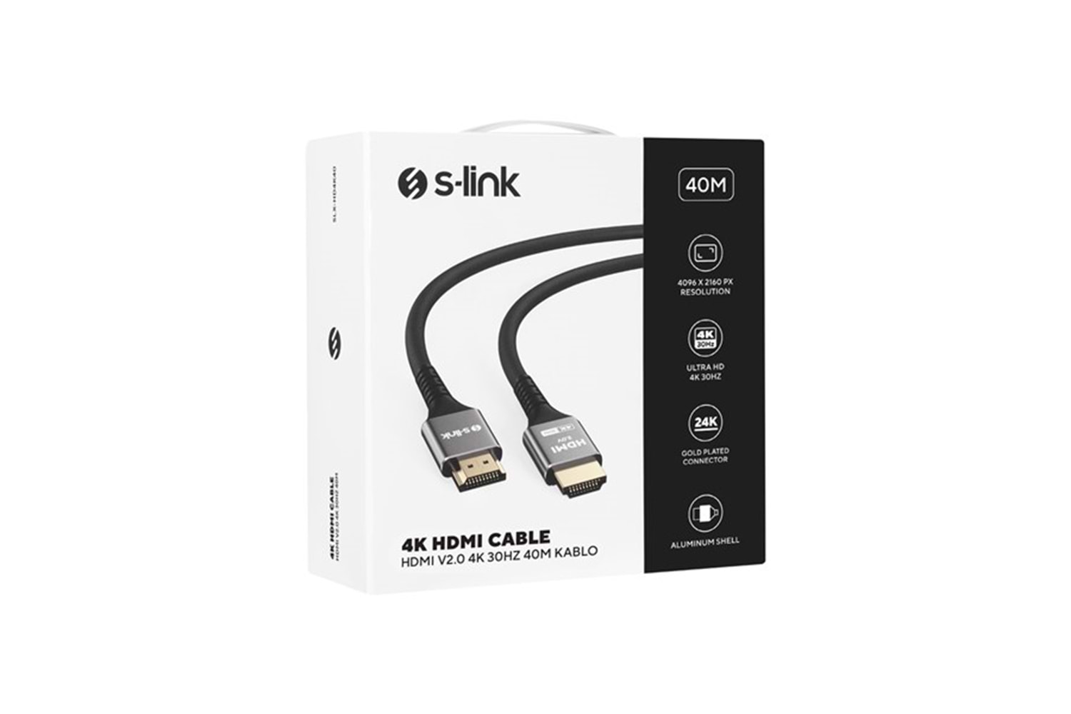 S-LINK SLX-HD4K40 40 Mt Metal v2.0 4K (4096*2160) 60Hz HDMI Kablo