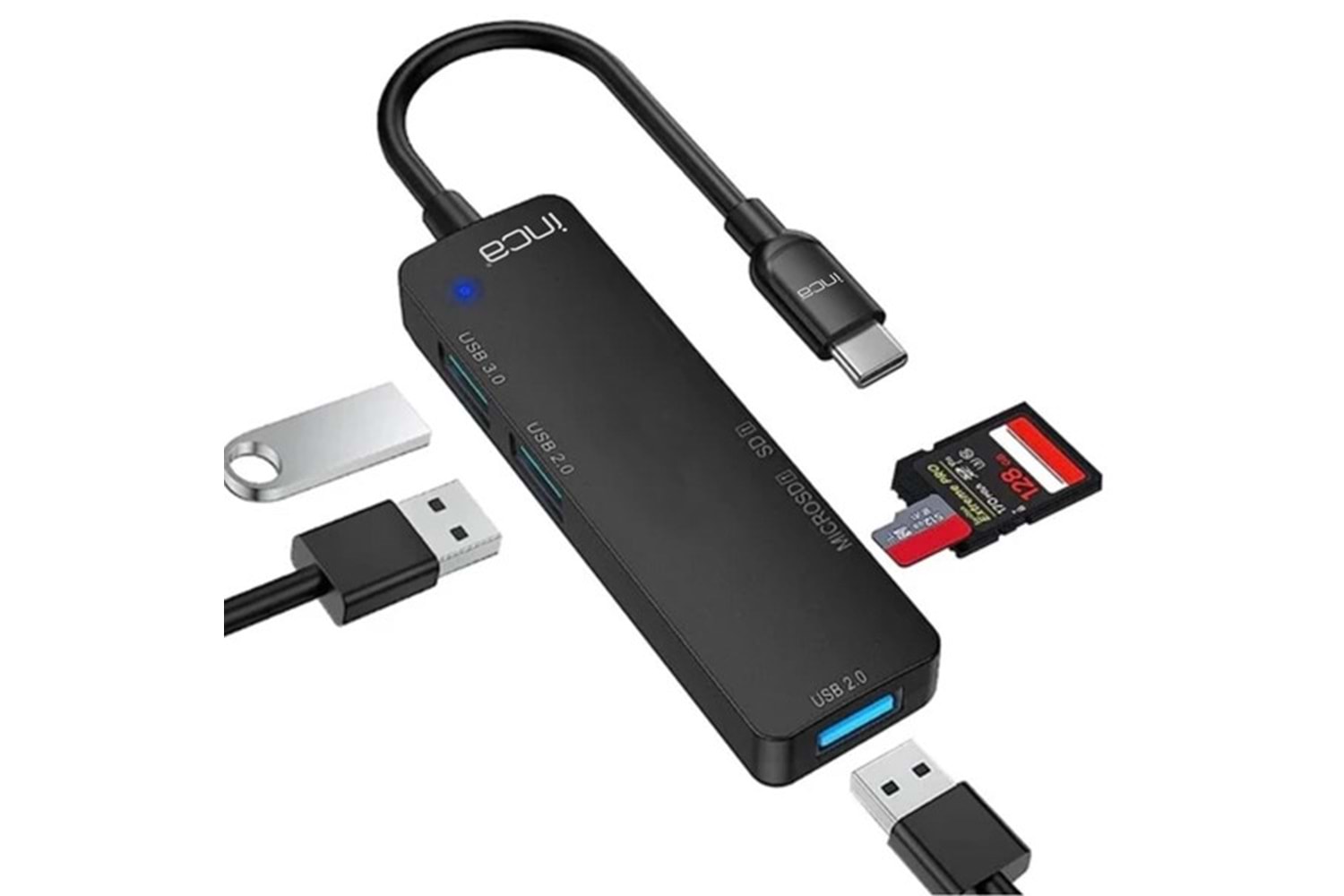 INCA ITPC-5T 4port Type-C Kart Okuyucu USB Çoklayıcı Hub