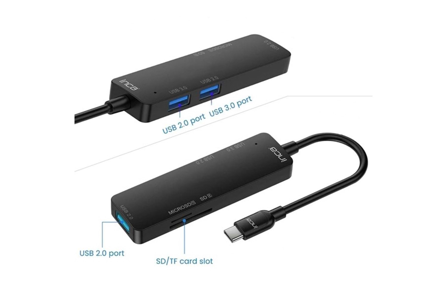 INCA ITPC-5T 4port Type-C Kart Okuyucu USB Çoklayıcı Hub