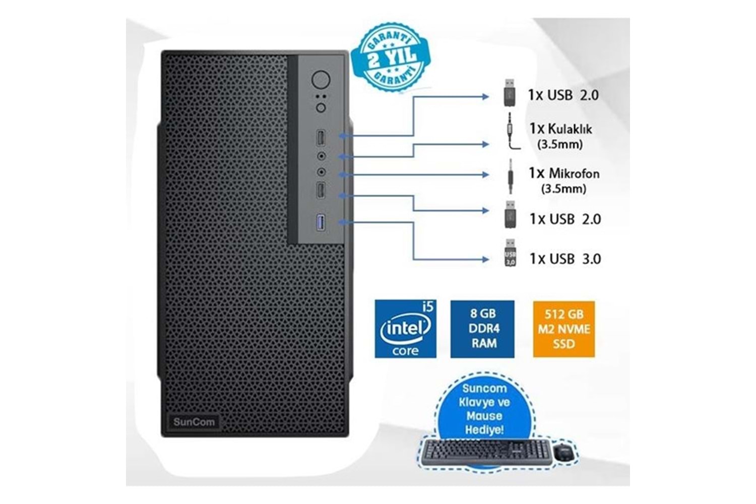 SUNCOM FORCE SC3-137 CORE i5 7500-8GB RAM-512GB SSD-FDOS