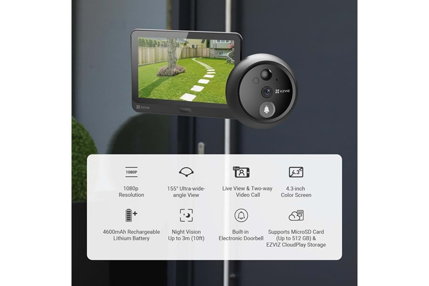 EZVIZ CS-HP4 (2WPFBS) Wi-Fi Akıllı Kapı Ev Görüntülü Kapı Diafonu