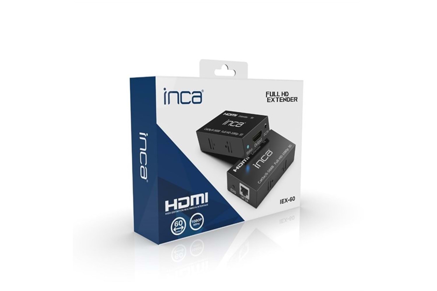 INCA 1port IEX-60 1port HDMI (giriş) 1port Ethernet (Cat6) HDMI Repeater 60metre mesafeye kadar