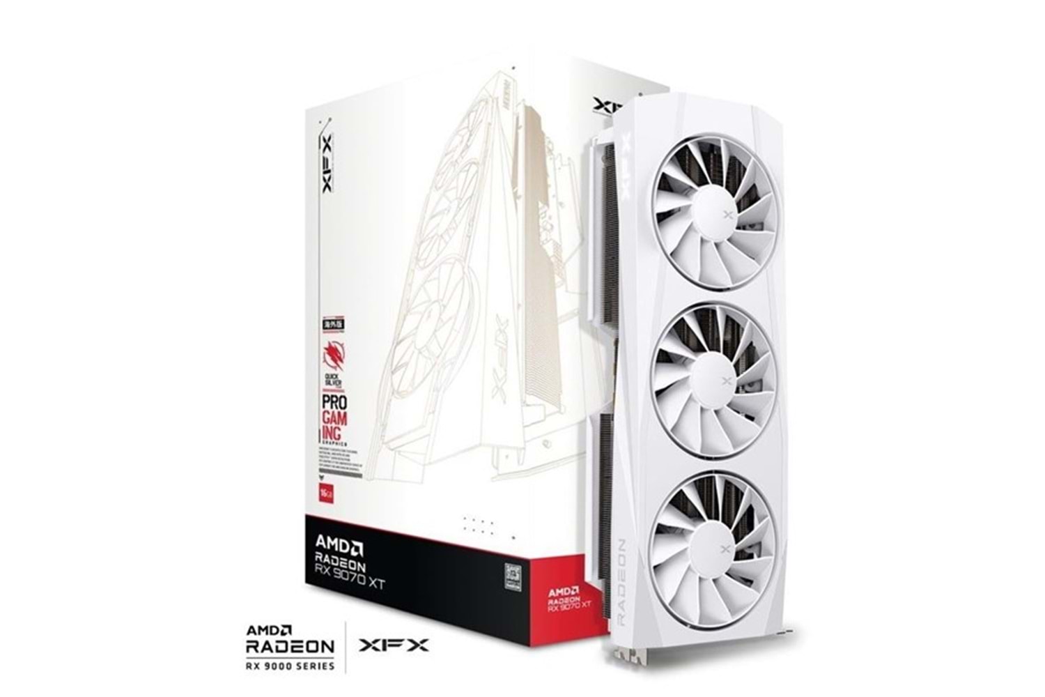 XFX 16GB RX9070XT QUICKSILVER WHITE RX-97TQICKW9 GDDR6 256Bit PCIE 5.0 BEYAZ