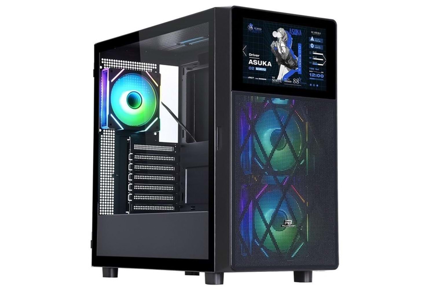 POWERBOOST PB-P4367BB 3-RGB FANLI LCD EKRANLI GAMING MID-TOWER PC KASASI