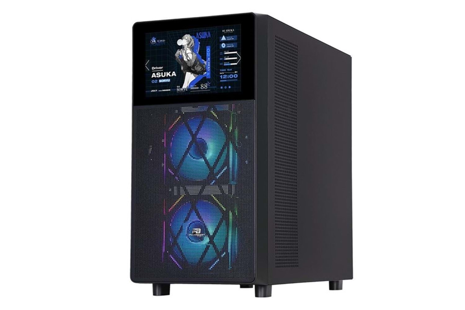 POWERBOOST PB-P4367BB 3-RGB FANLI LCD EKRANLI GAMING MID-TOWER PC KASASI