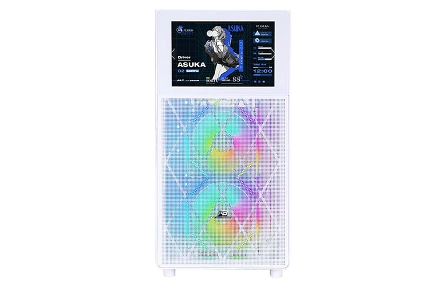 POWERBOOST PB-P4367BW 3-RGB FANLI LCD EKRANLI GAMING MID-TOWER PC KASASI BEYAZ