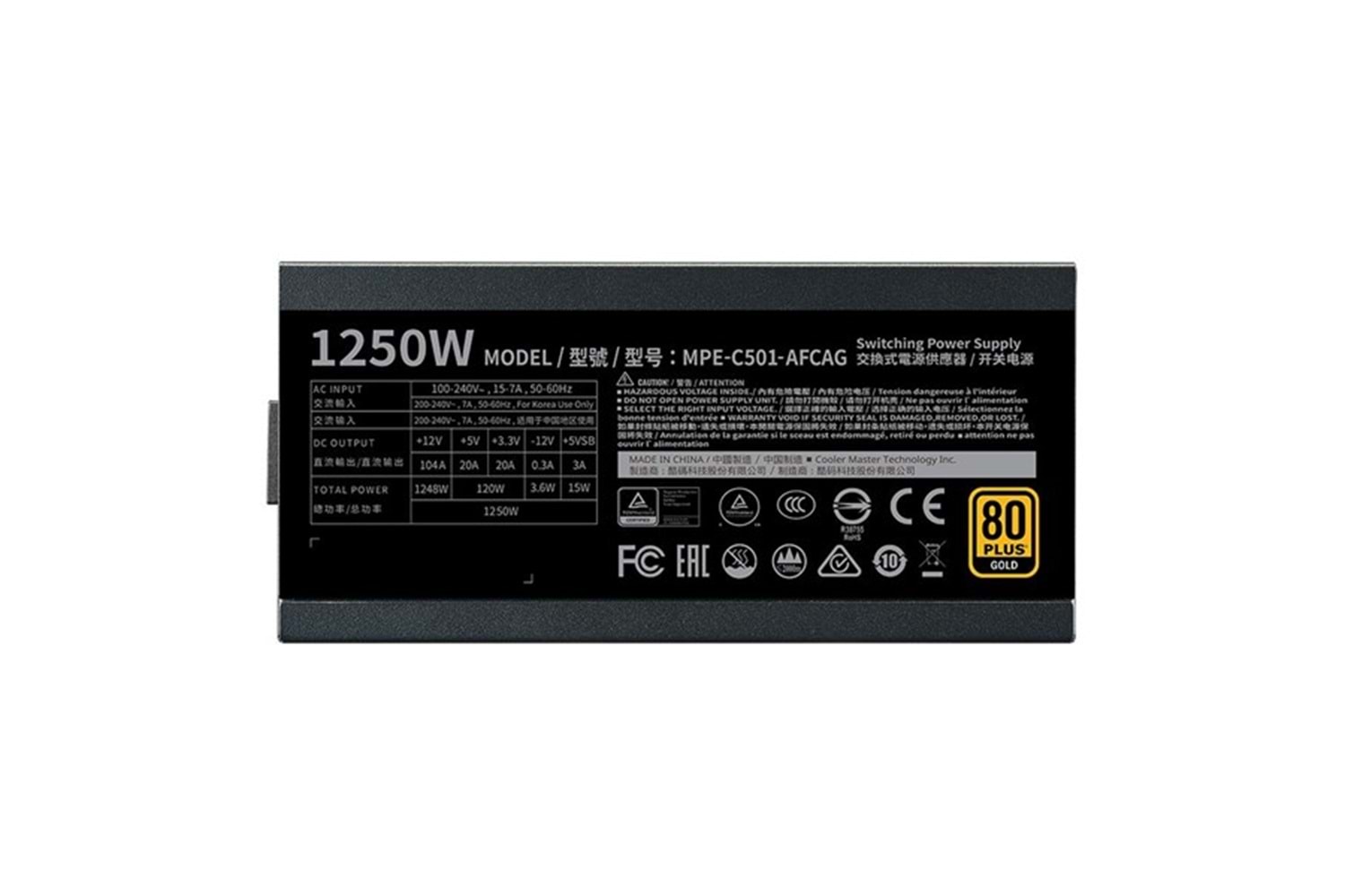 COOLERMASTER 1250W 80+ GOLD NWE v2 MPE-C501-AFCAG-3EEU PCIE 5.0 TAM MODÜLER POWER SUPPLY