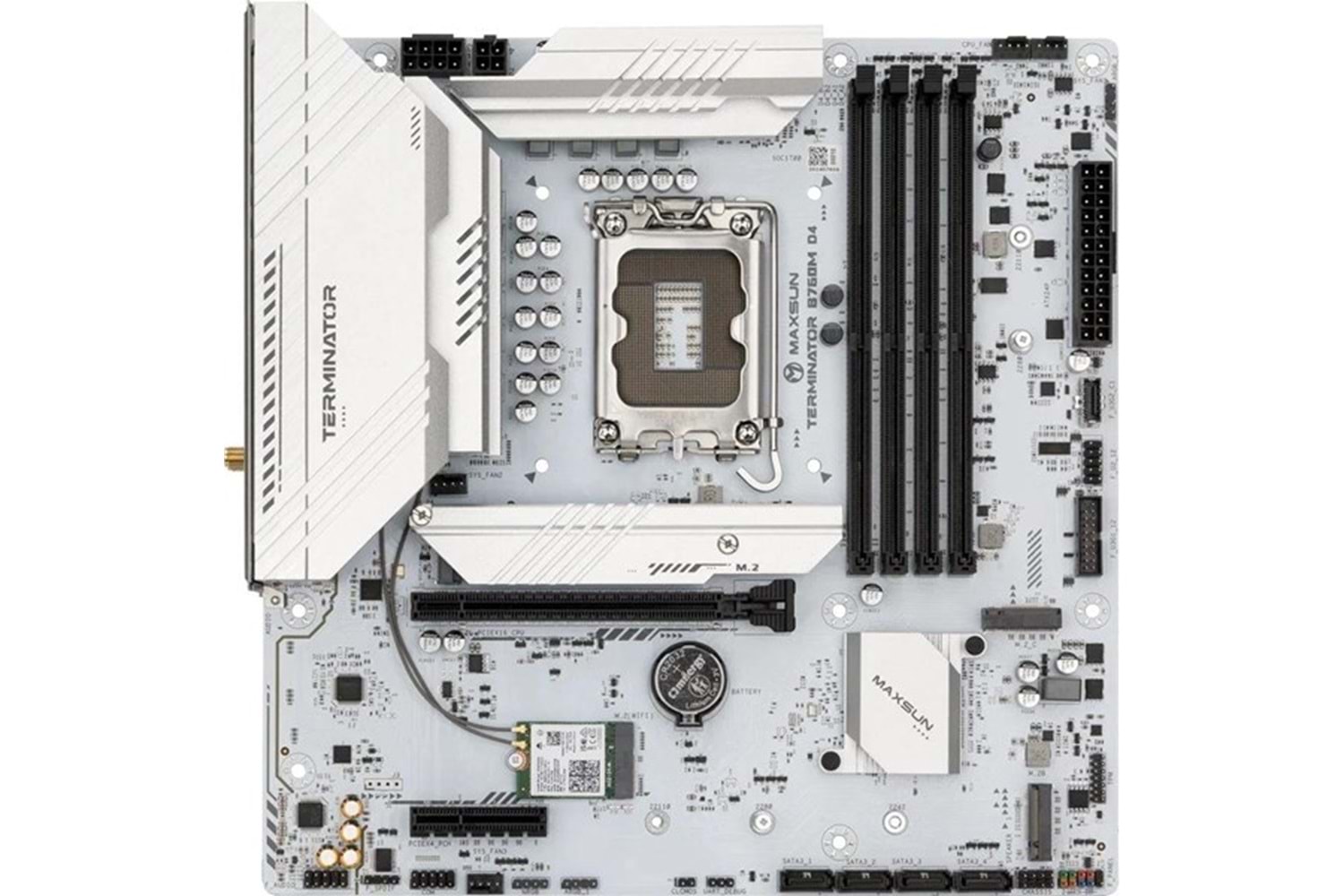 MAXSUN TERMINATÖR B760M D4 ICE DDR4 HDMI-DP PCIE 4.0 1700P MATX BEYAZ