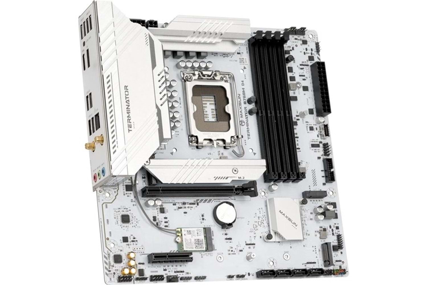 MAXSUN TERMINATÖR B760M D4 ICE DDR4 HDMI-DP PCIE 4.0 1700P MATX BEYAZ
