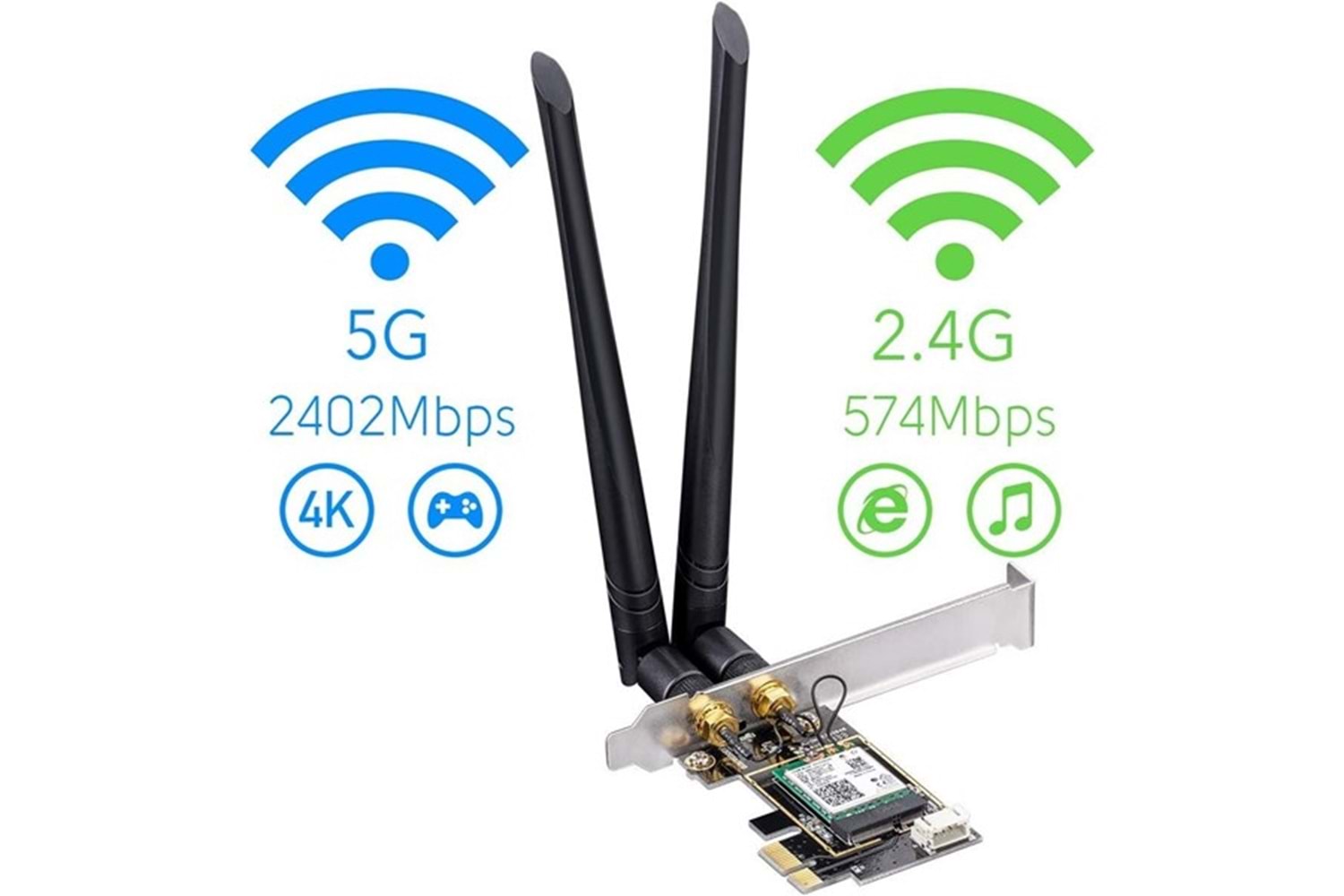 CUDY WE3000 AX5400 Wi-Fi 6E Bluetooth 5.3 PCI-E Kablosuz Ağ Adaptörü
