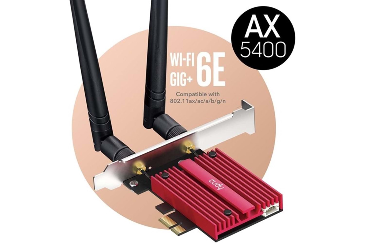 CUDY WE3000S AX5400 Wi-Fi 6E Bluetooth 5.3 PCI-E Kablosuz Ağ Adaptörü