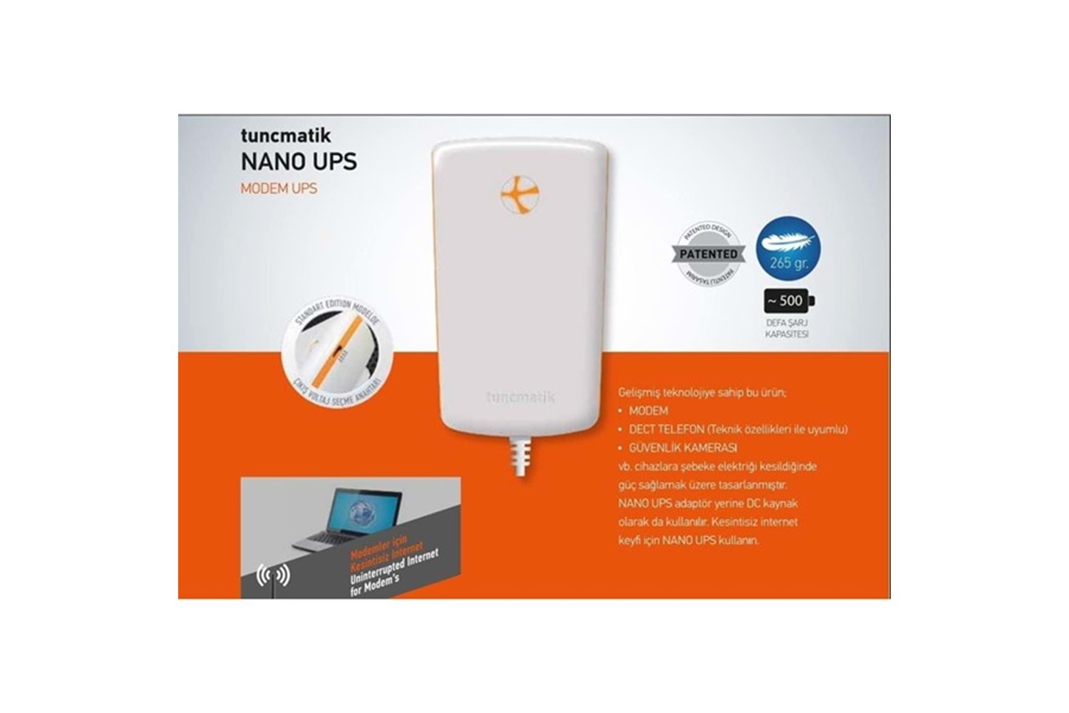 TUNÇMATİK TSK5264 NANO TELECOM MODEM UPS 6000MAH