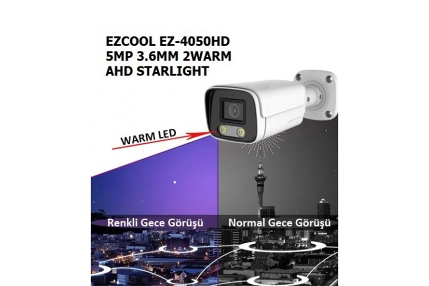 EZCOOL 5MP EZ-4050HD 3.6MM 40metre STARLIGT BULLET AHD KAMERA