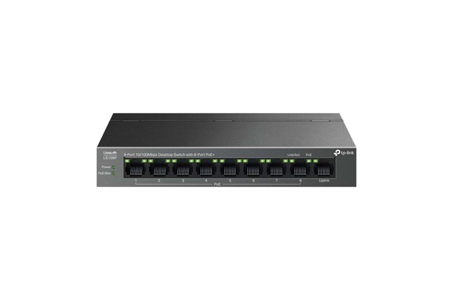 TP-LINK 8port LS109P 10/100 1-UPLINK 63W FULL POE YÖNETİLEMEZ SWITCH