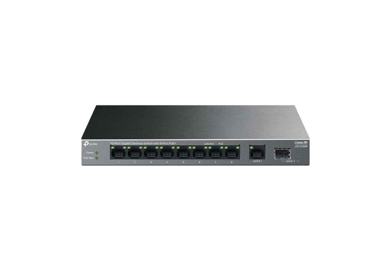 TP-LINK 10port LS1210GP GIGABIT 61W 8port PoE Yönetilemez Switch