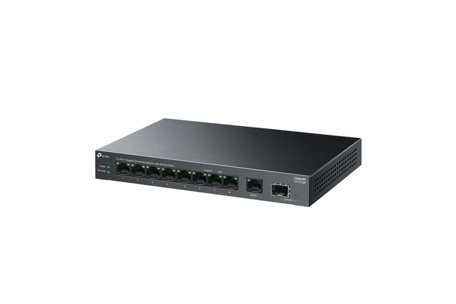 TP-LINK 10port LS1210GP GIGABIT 61W 8port PoE Yönetilemez Switch