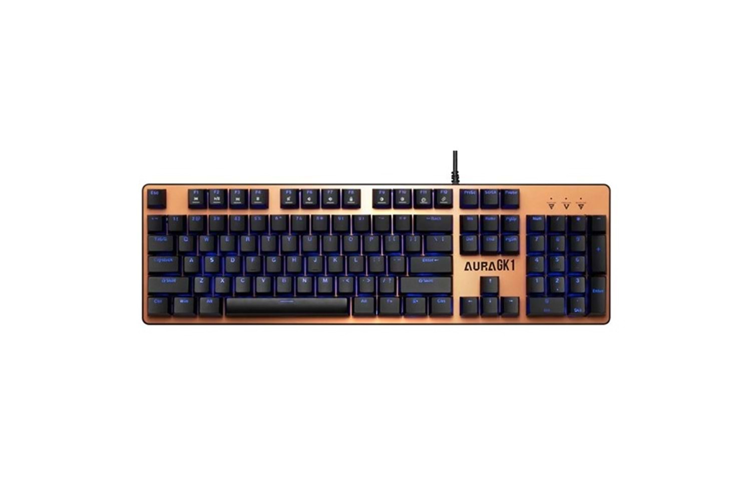 GAMDIAS AURA GK1, USB Kablolu, İngilizce, Çok Renkli Arka Aydınlatma, Red Mekanik Switch, Bronze Edition, Gaming Klavye
